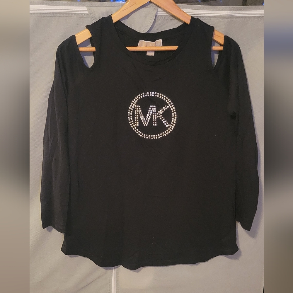 Michael Kors Black 3/4 Sleeve Embellished Shirt